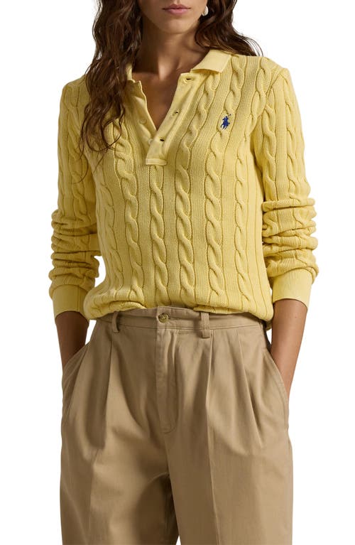 Polo Ralph Lauren Cable Long Sleeve Cotton Polo Sweater In Fall Yellow