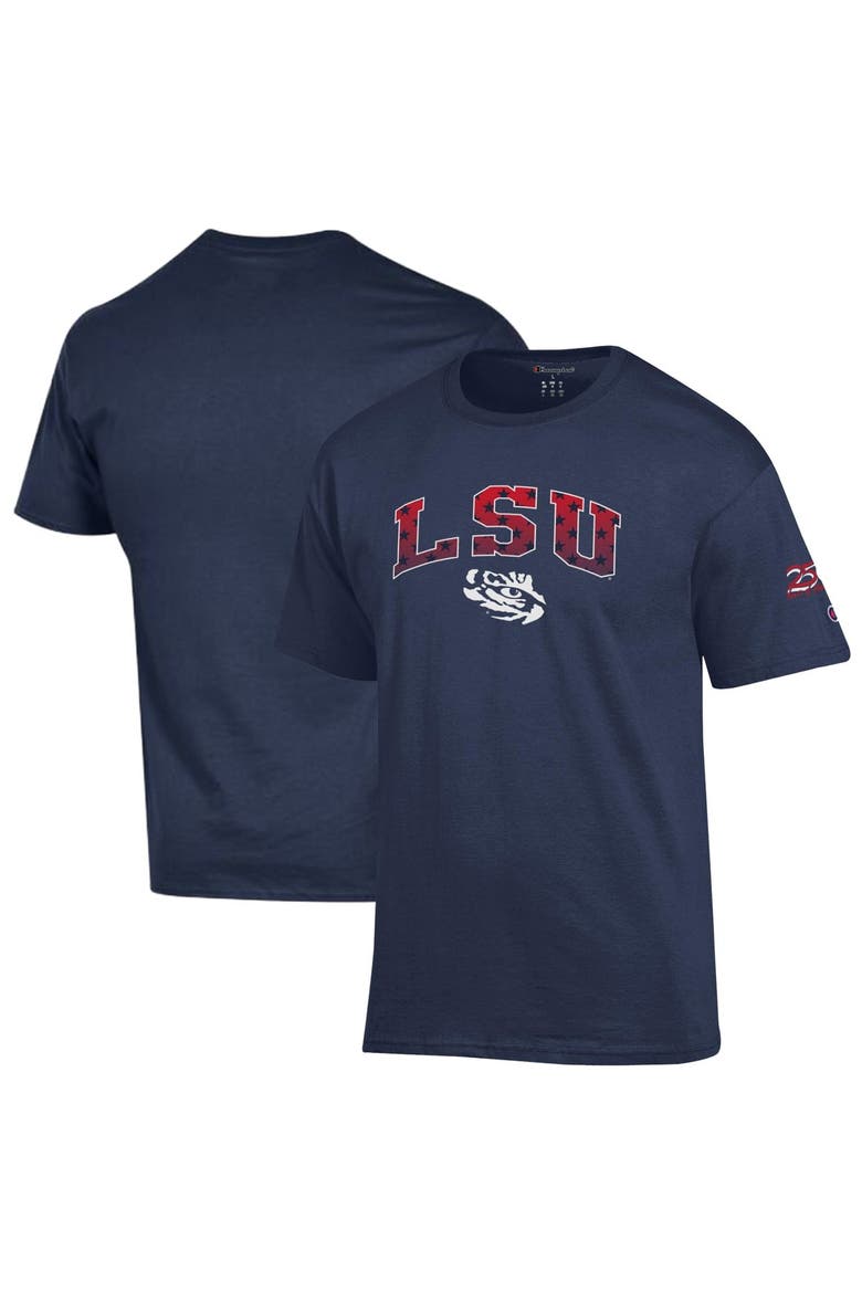 Men's Champion Navy LSU Tigers Americana 250th Arch T-Shirt, Main, color, Navy