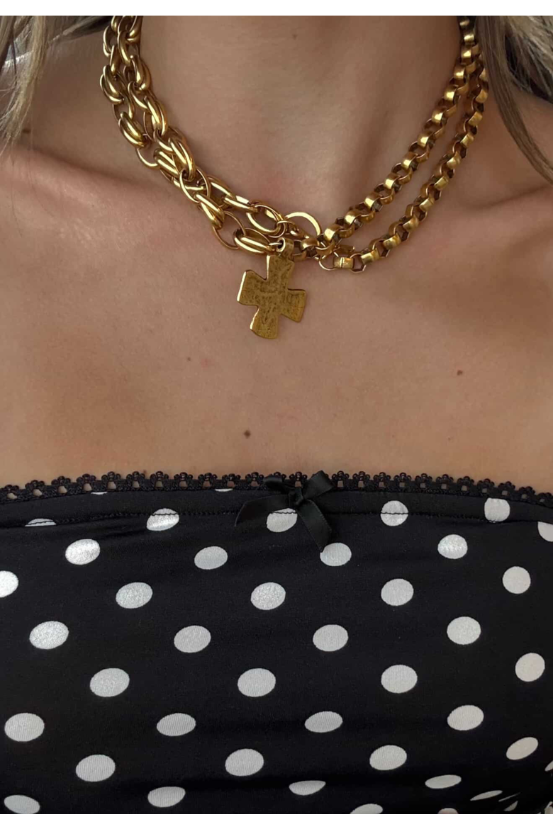 Madonna Necklace, Main, color, Gold