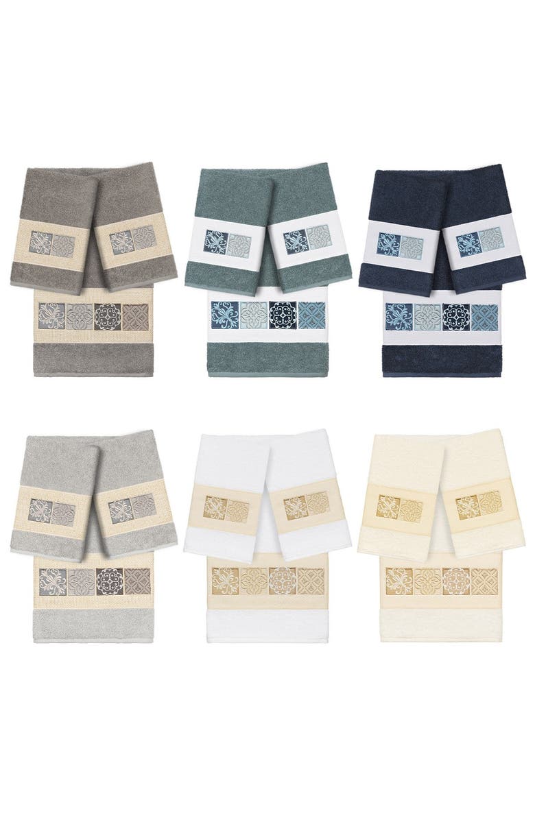 Linum Home Textiles Vivian 3-Piece Embellished Towel - Cream, Alternate, color, Cream