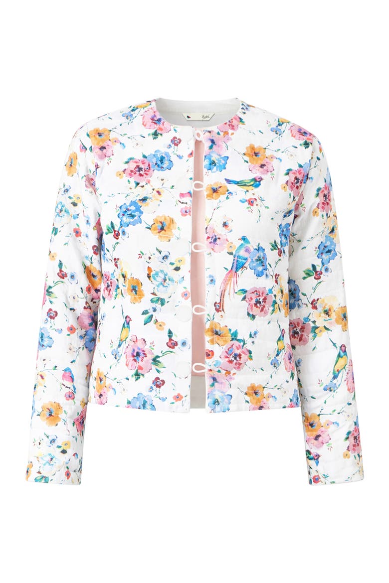 Floral Embroidery Cotton Jacket, Alternate, color, White