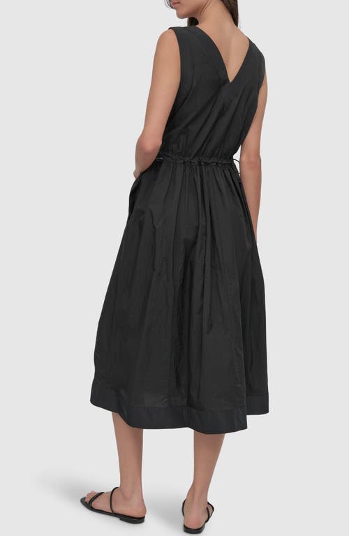 Dkny Sportswear Toggle Waist Nylon Midi Dress In Black