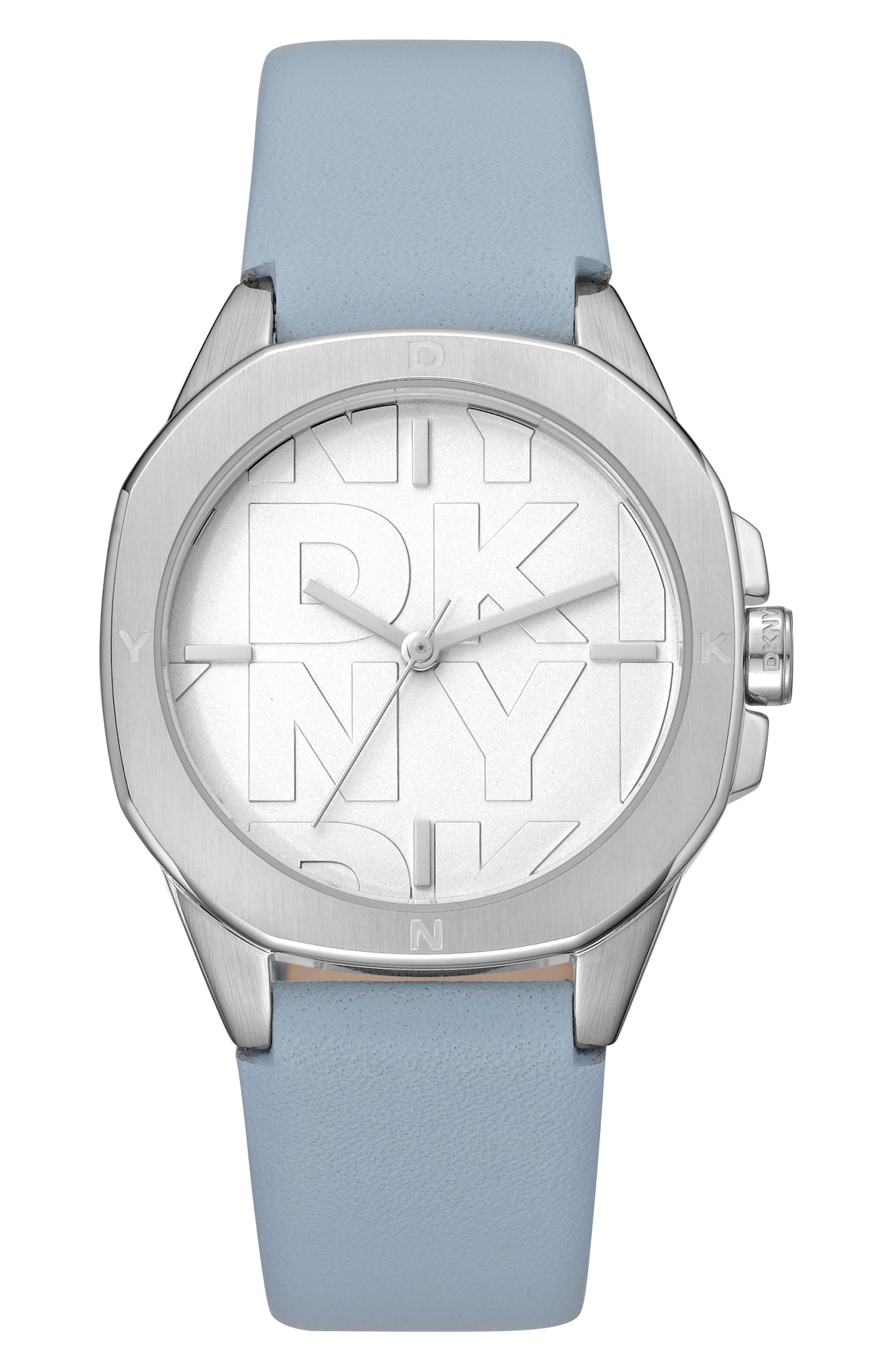 GEVRIL Logo Dial Leather Strap Watch