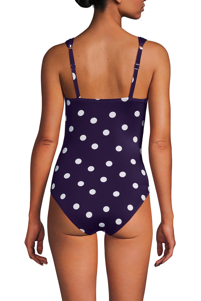 Smoothing Sweetheart Shirred One Piece, Alternate, color, Blackberry Polka Dot