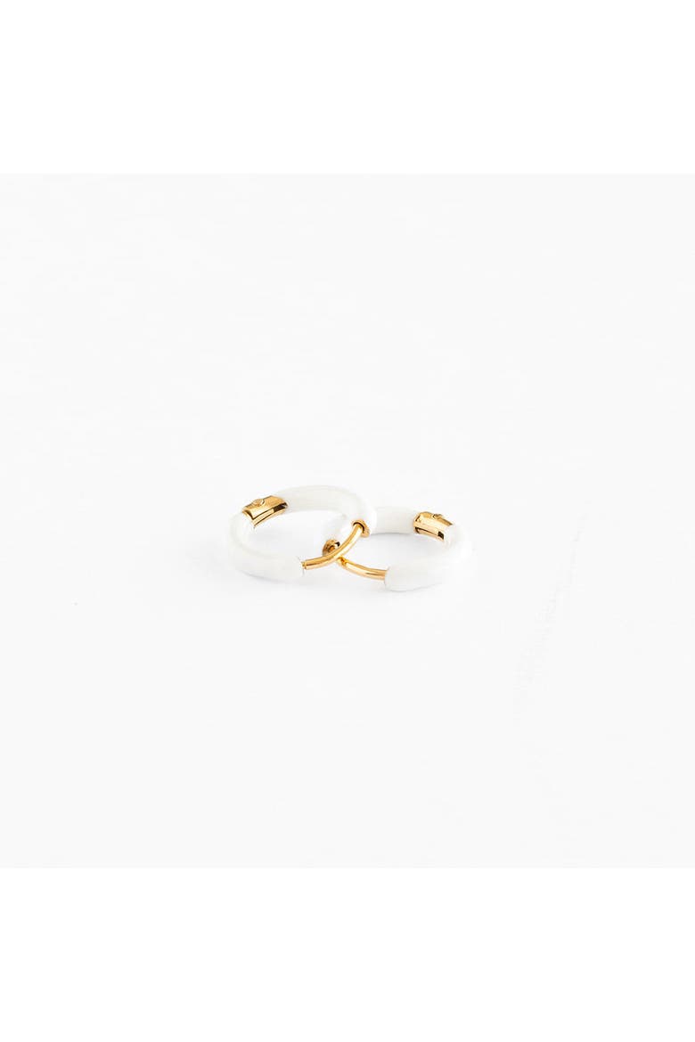 Daisy Charm & White Enamel Hoop Earring Set, Alternate, color, White