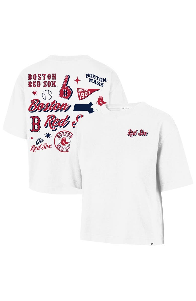 '47 Women's '47 White Boston Red Sox Collage Script Reed City T-Shirt, Main, color,