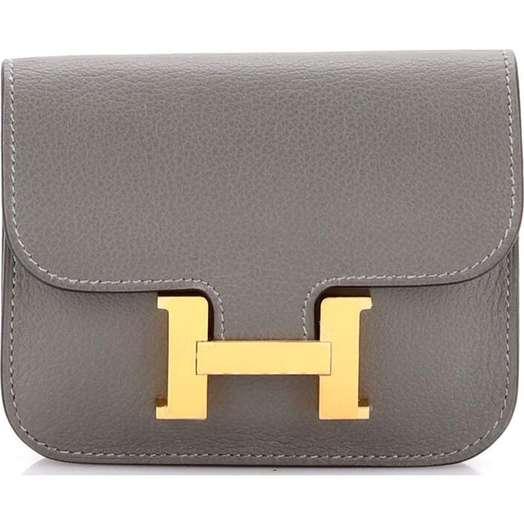 Pre-owned Hermes Hermes Constance Slim Wallet Evercolor In Gray