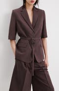 MANGO Argelia Belted Short Sleeve Blazer