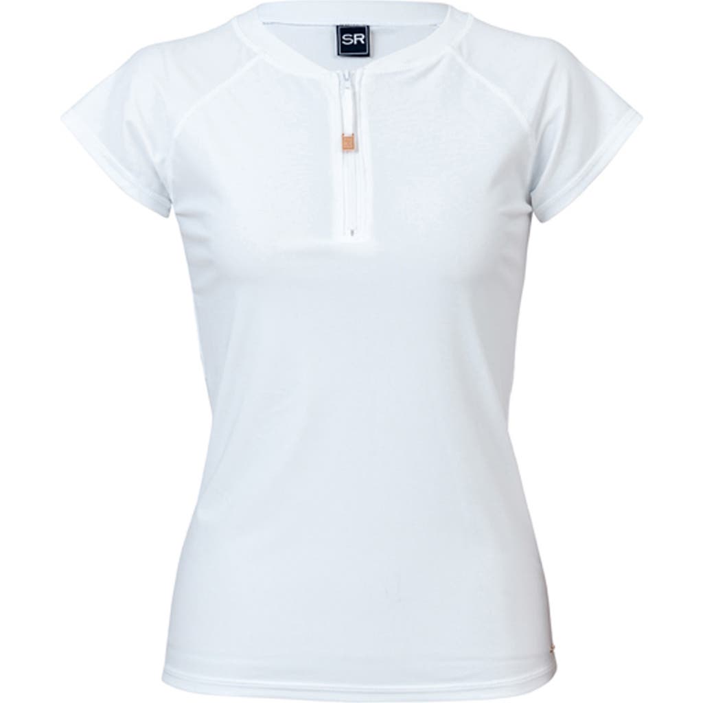 Snapper Rock 1/2 Zip Short Sleeve Rash Top In White