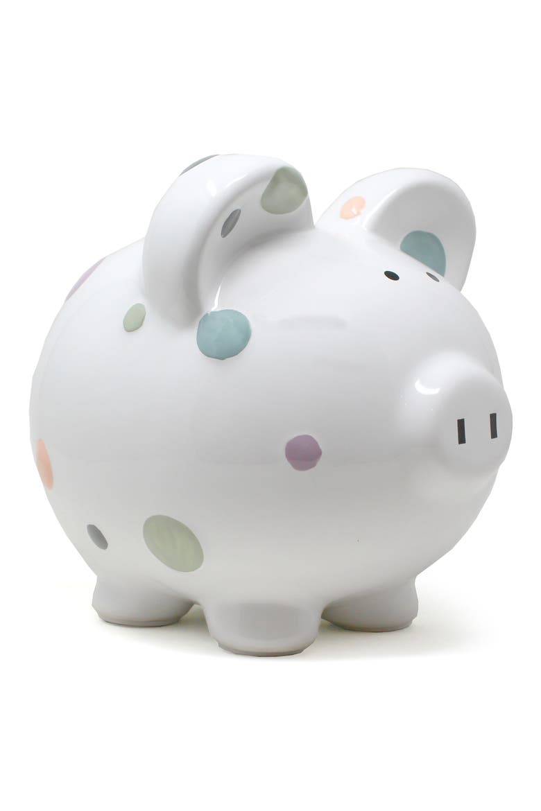 Pastel Polka Dot Piggy Bank, Main, color, NO COLOR