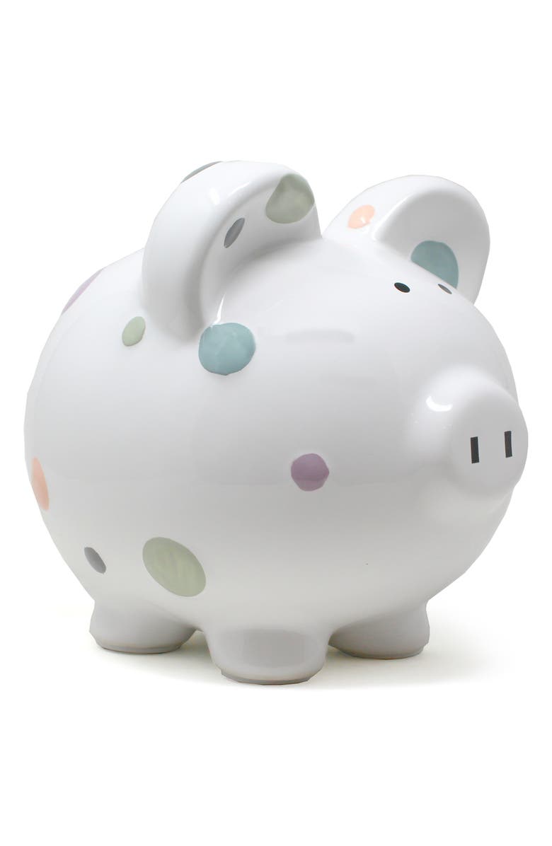 Child to Cherish Pastel Polka Dot Piggy Bank, Main, color,