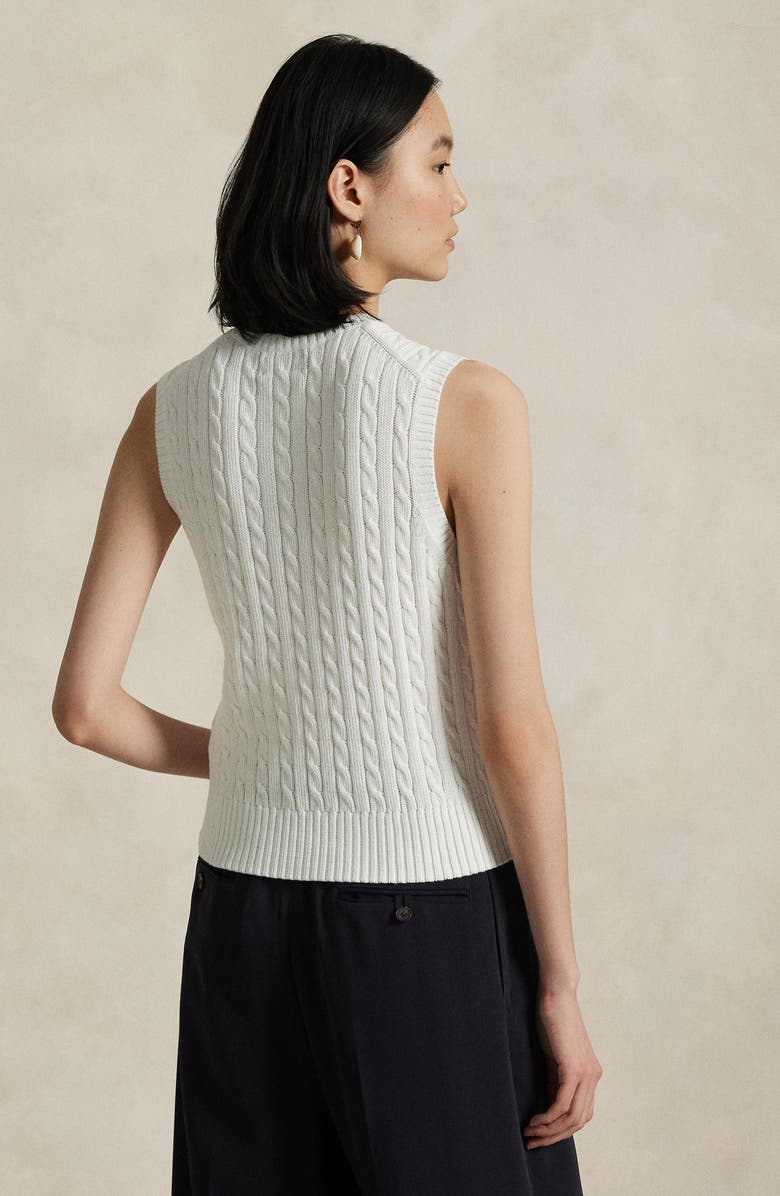 Polo Ralph Lauren Cable Knit Cotton Sweater Vest, Alternate, color, White