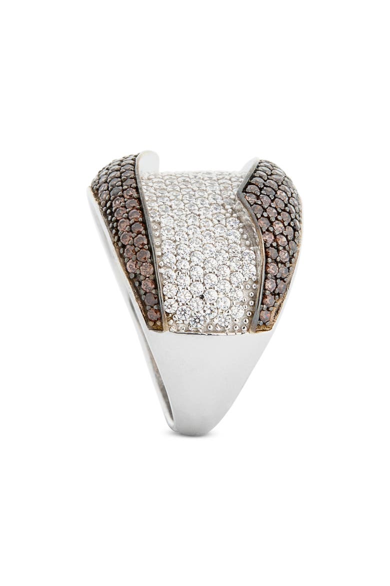 14K Yellow Gold Plated Pave CZ Ring, Alternate, color, BROWN