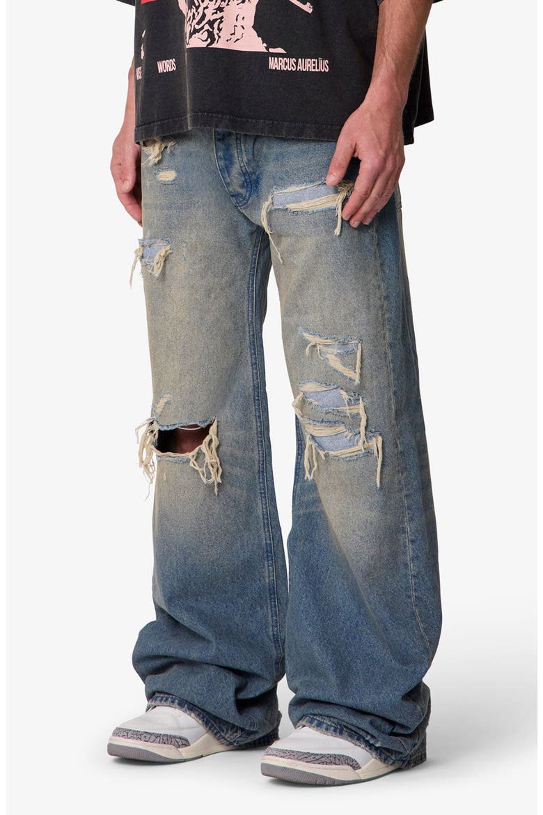 Ultra Wide Distressed Jeans, Alternate, color, BLUE