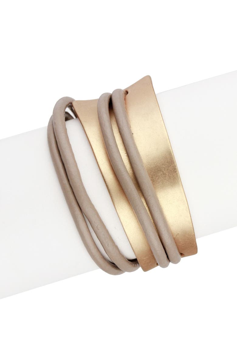 Taupe Gladiator Wrap Leather Bracelet, Alternate, color, taupe