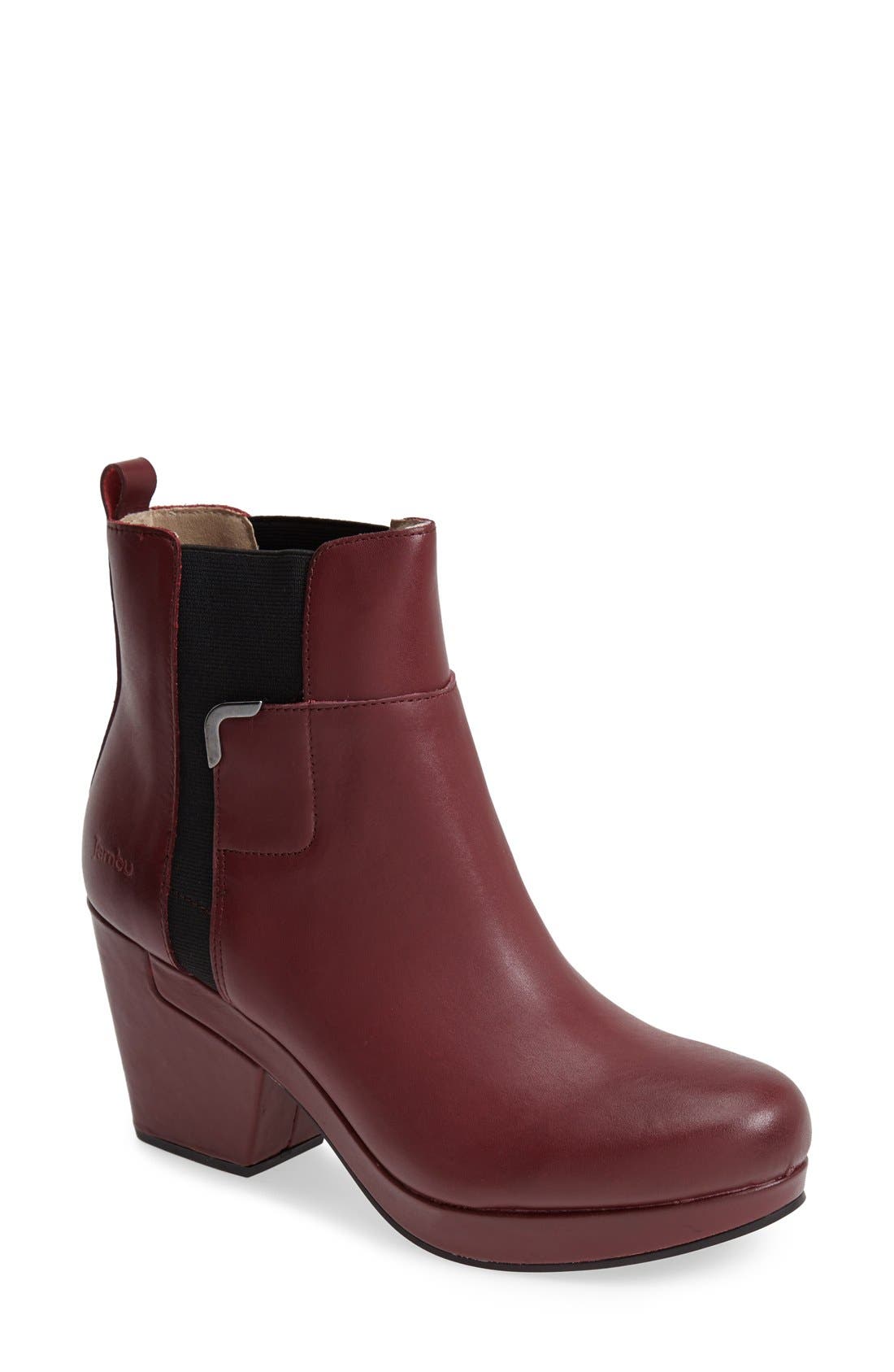 'Summit' Leather Bootie, Main, color, DEEP RED