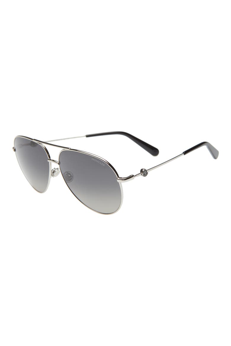 60mm Polarized Pilot Sunglasses, Alternate, color, PALLADIUM / SMOKE POLARIZED
