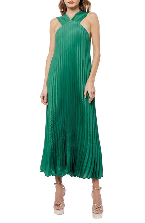 Mellisa Pleated Satin Dress