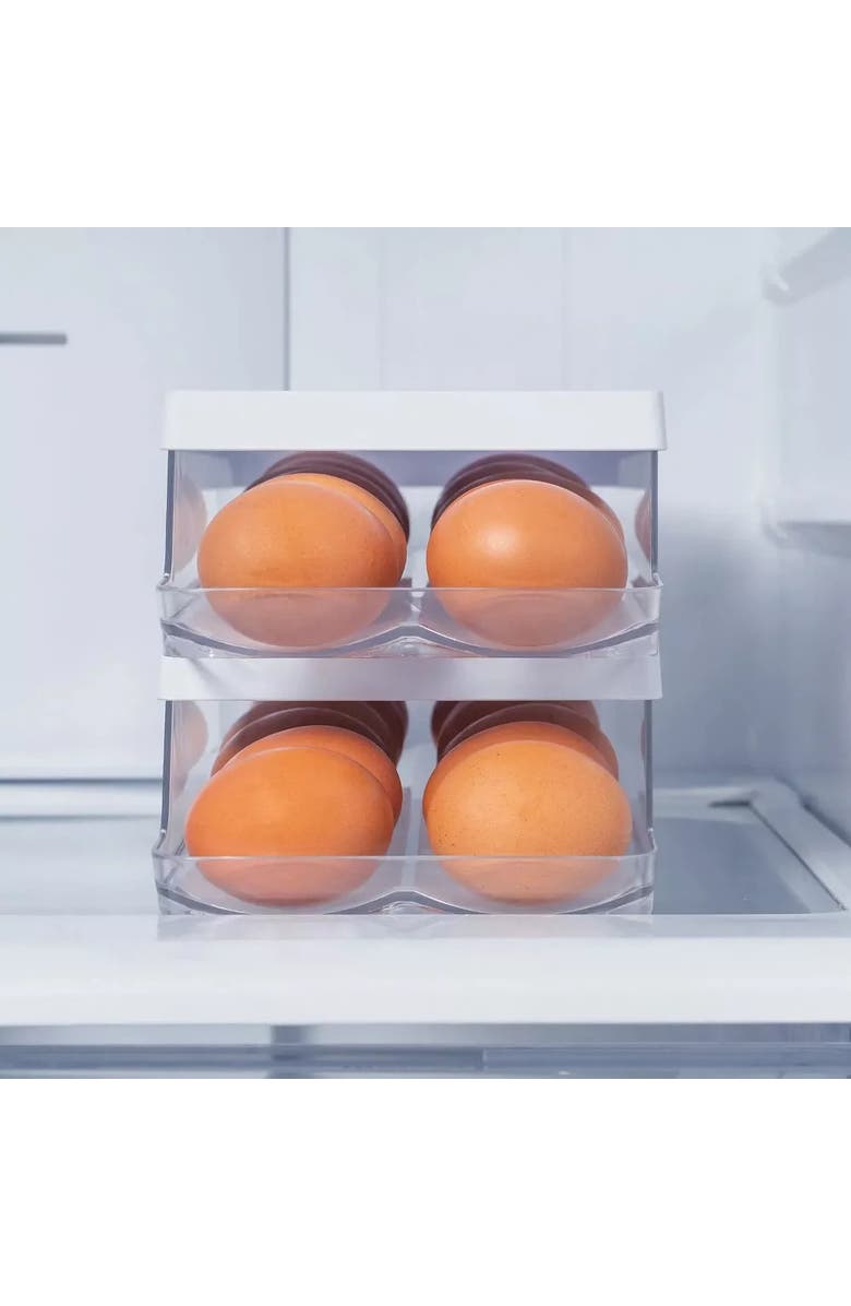 OU Rolling Clear Stackable Egg Holder Organizer, Alternate, color, Clear/White