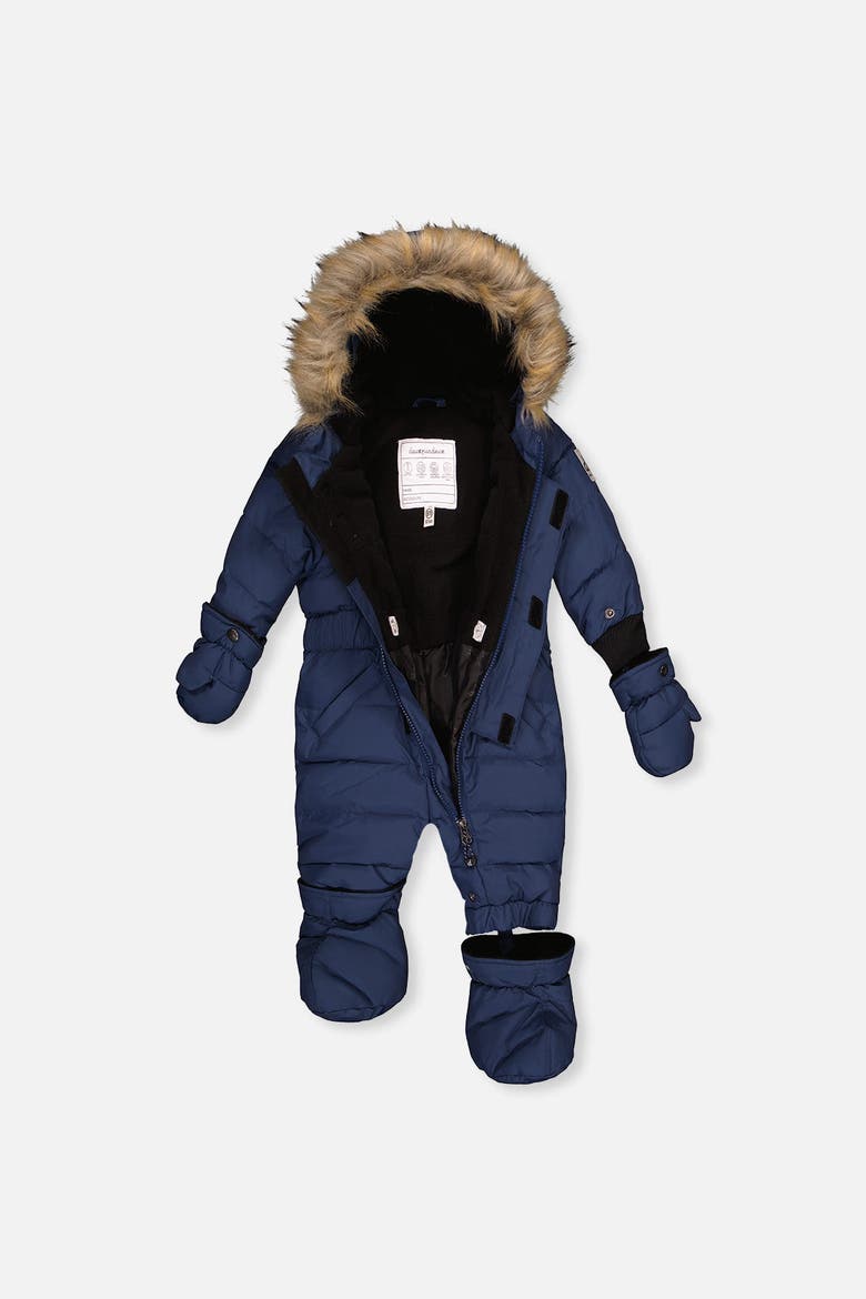 Quilted Fleece-Lined One Piece Snowsuit, Alternate, color, Dark Blue