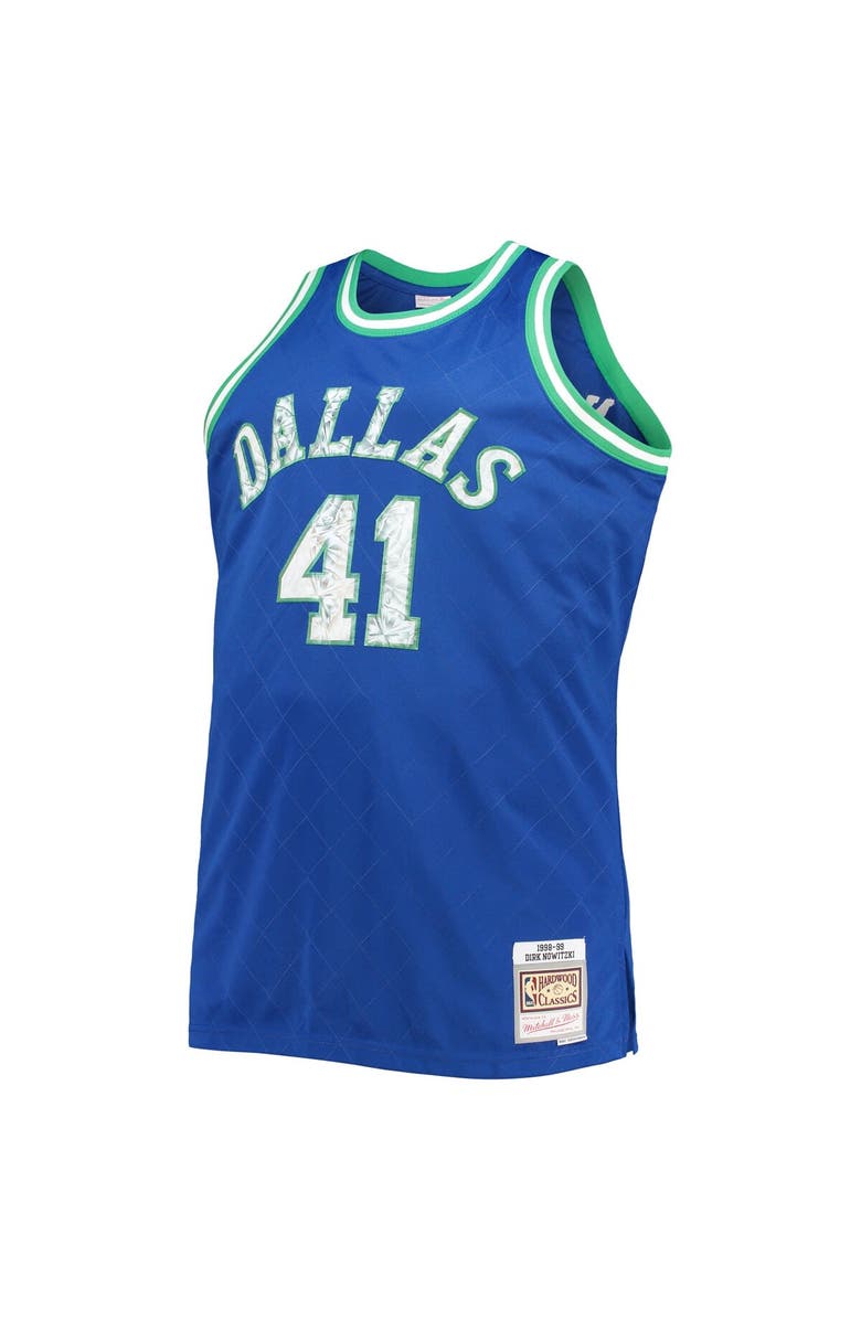 Mitchell & Ness Men's Mitchell & Ness Dirk Nowitzki Blue Dallas Mavericks Big & Tall 1998/99 NBA 75th Anniversary Diamond Swingman Jersey, Alternate, color, 