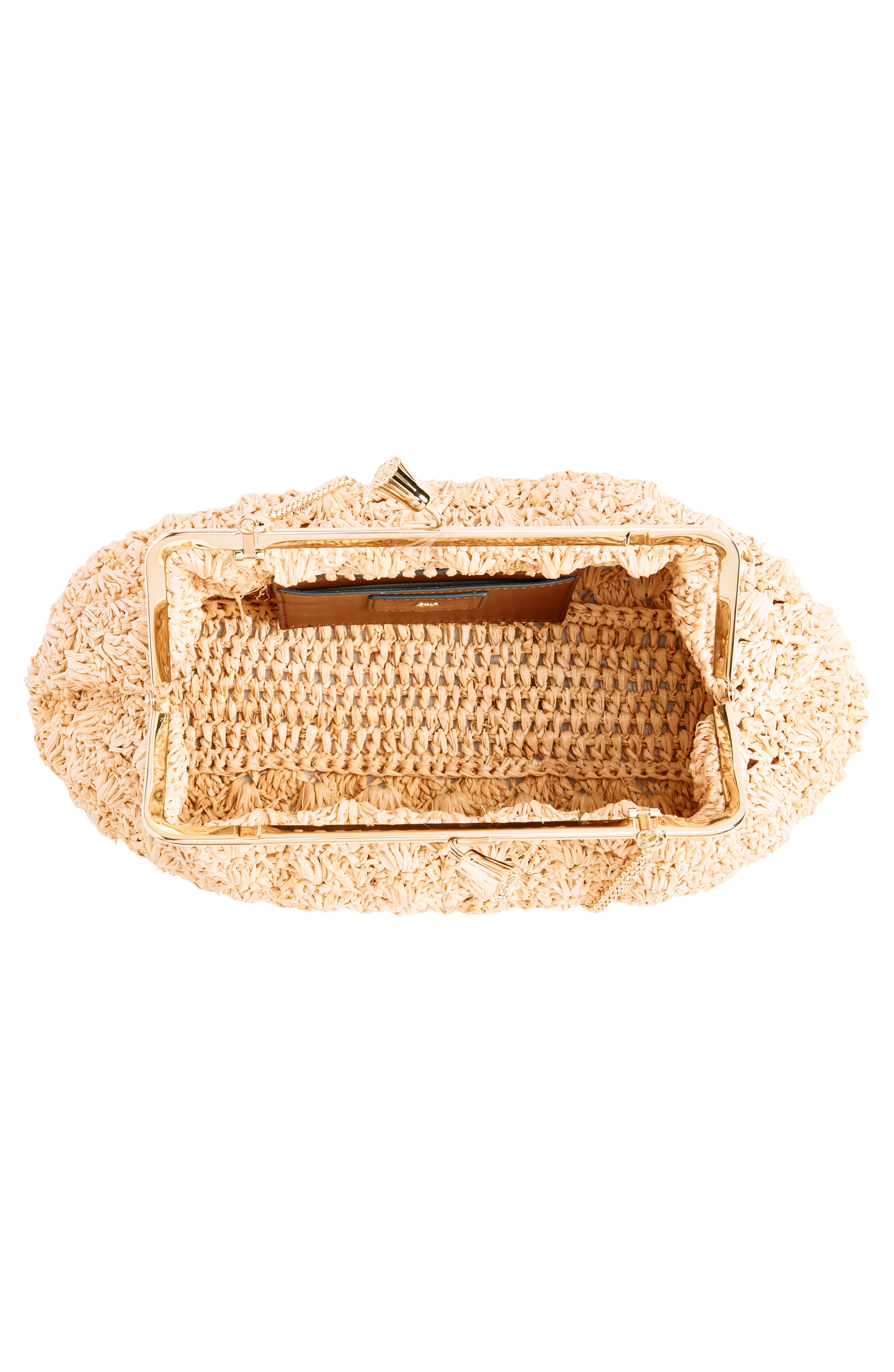 Anya Hindmarch Large Maud Bow Crochet Raffia Clutch, Alternate, color, 
