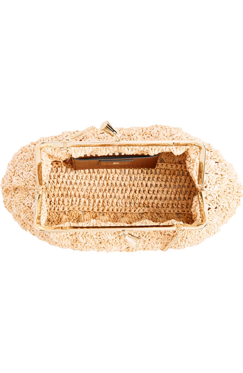 Anya Hindmarch Large Maud Bow Crochet Raffia Clutch, Alternate, color,