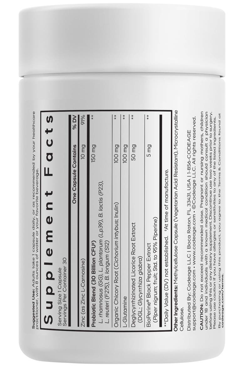 Daily Synbiotic, Prebiotics Probiotics, L-Glutamine, Zinc L-Carnosine, Alternate, color, White