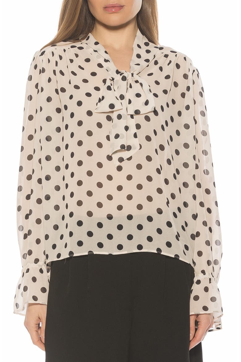 Bow Shirt, Main, color, IVORY POLKA