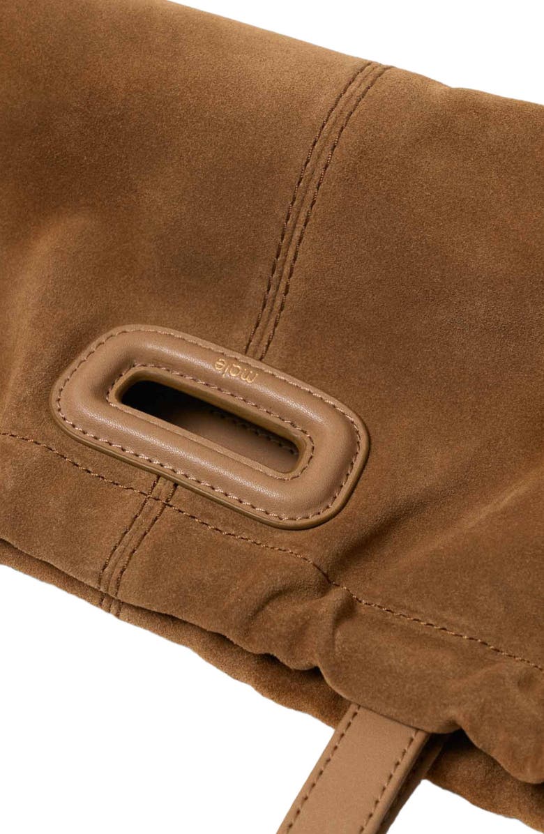 maje Suede Milpli Gazette bag, Alternate, color, Camel