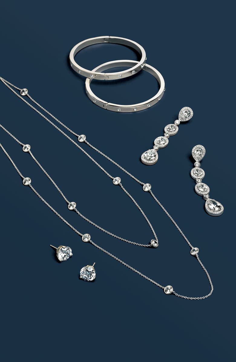 Kate Spade New York crystal hinge bangle, Alternate, color, Silver