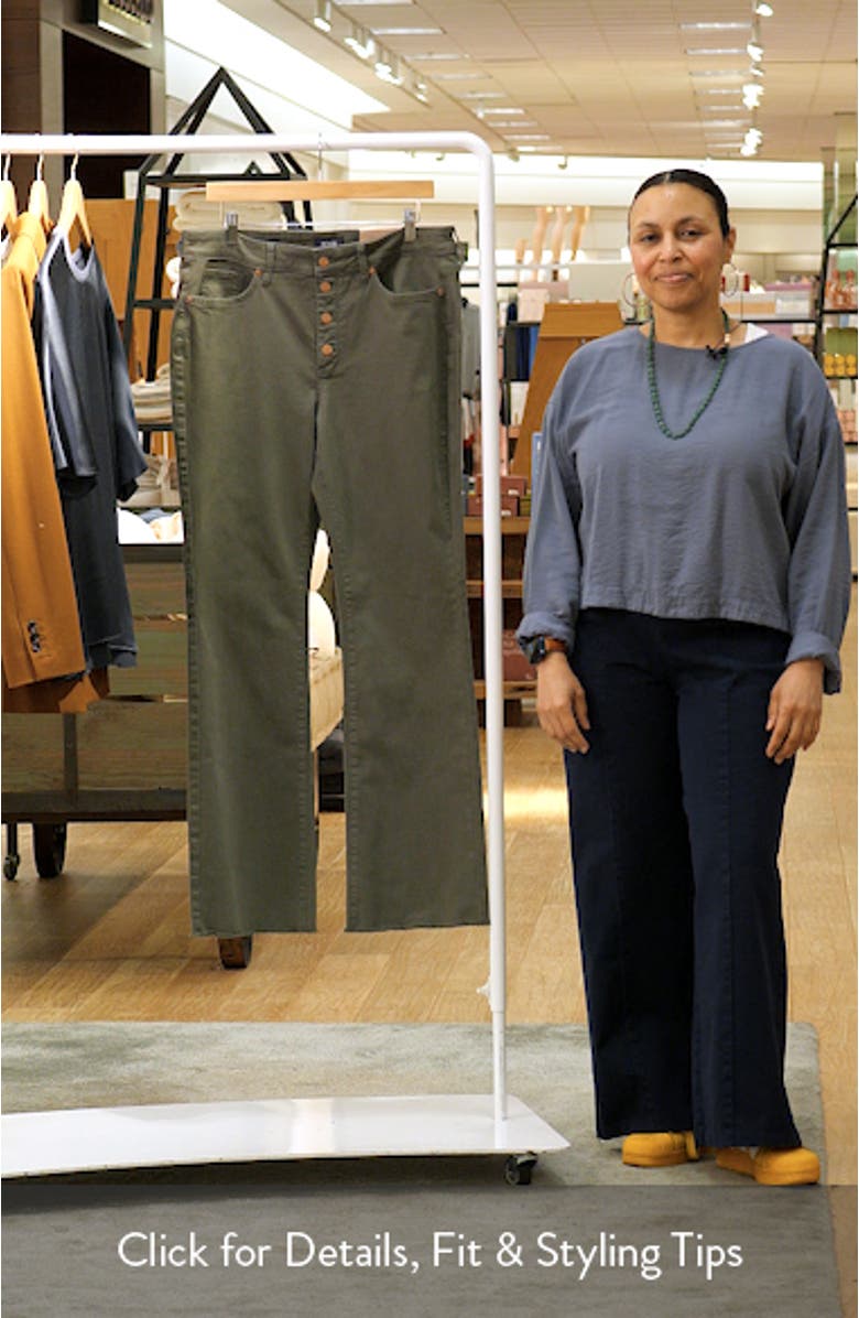 Barbara Frayed Exposed Button Bootcut Jeans, sales video thumbnail