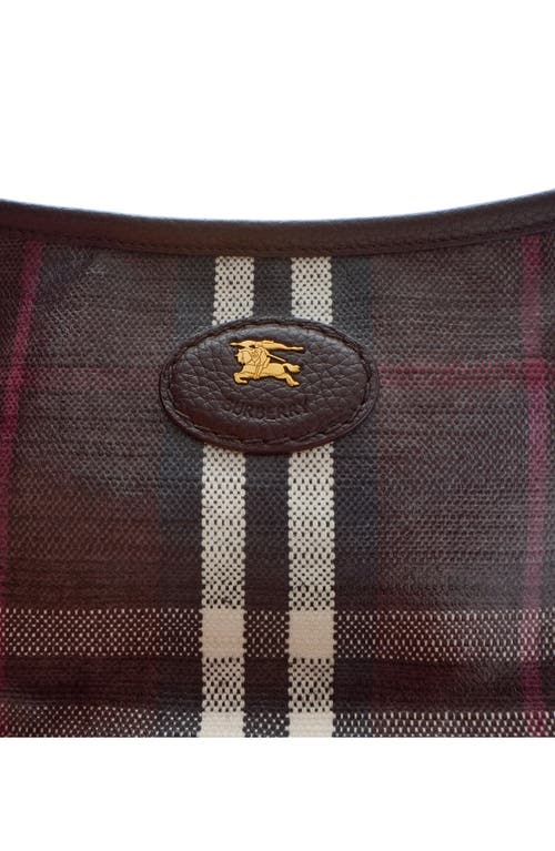 Burberry Highlands Check Coated Canvas Baguette Bag In Brown