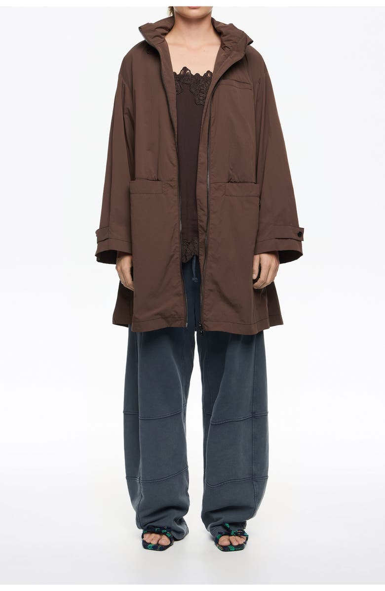 Bimba y Lola A-Line Trench, Main, color, Dark Brown