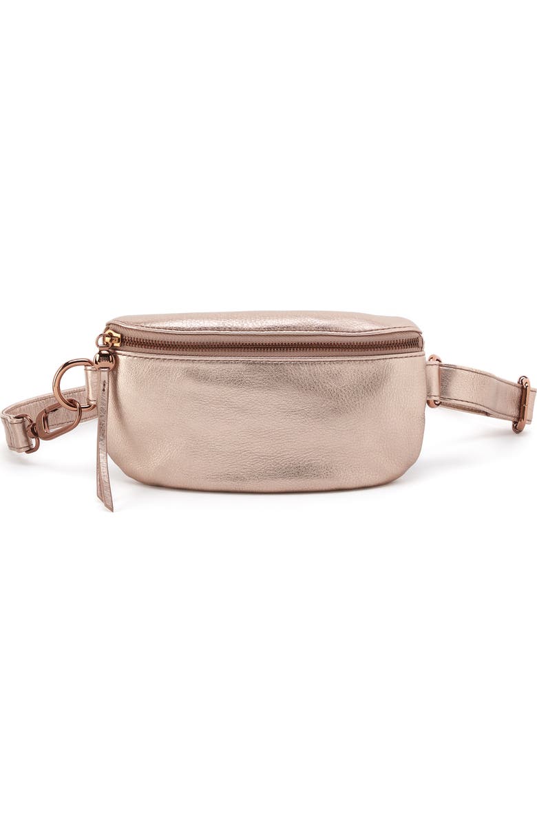 HOBO Fern Leather Belt Bag, Main, color, Pink Gold Metallic