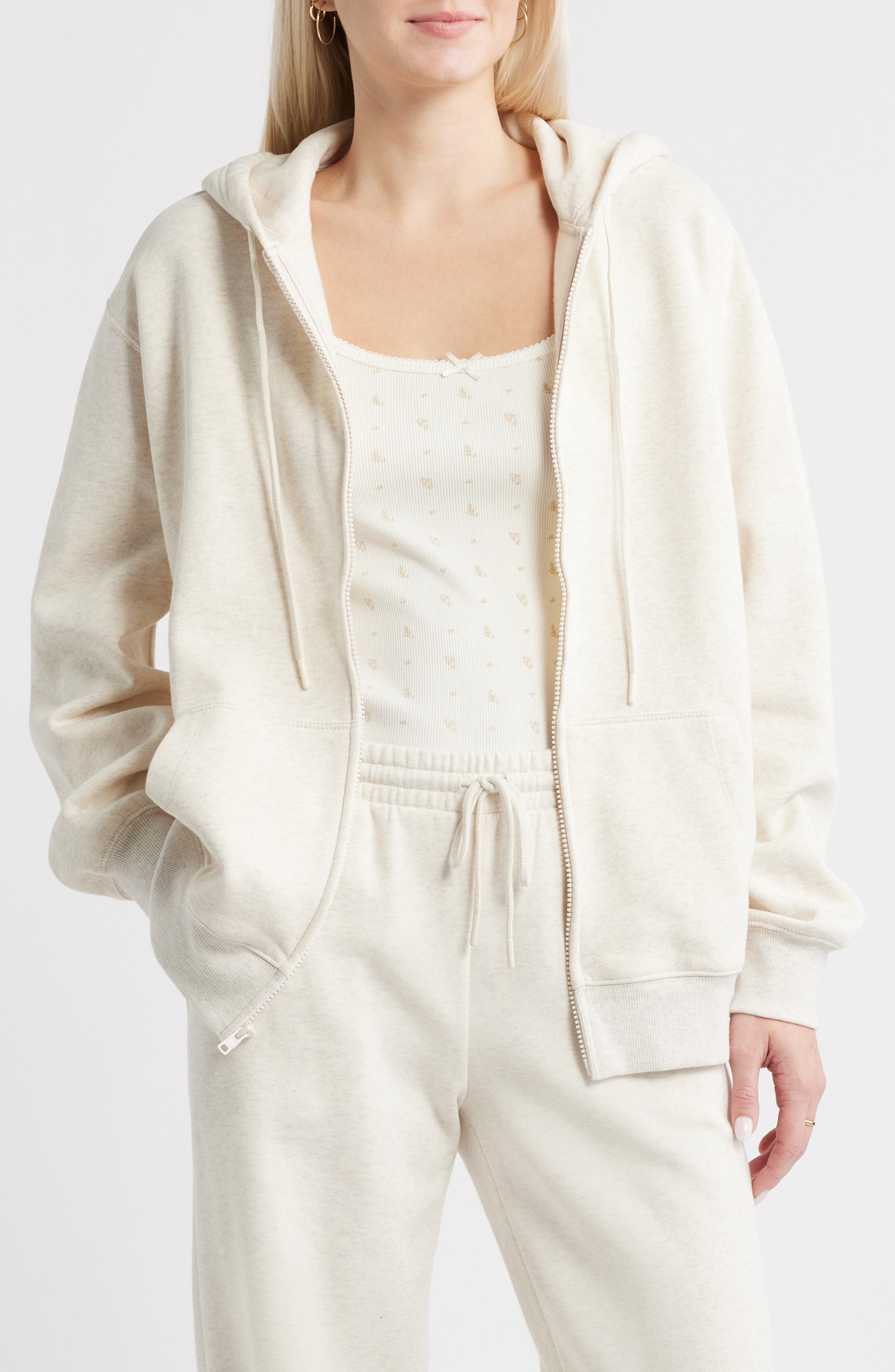 BP. Oversize Zip Fleece Hoodie