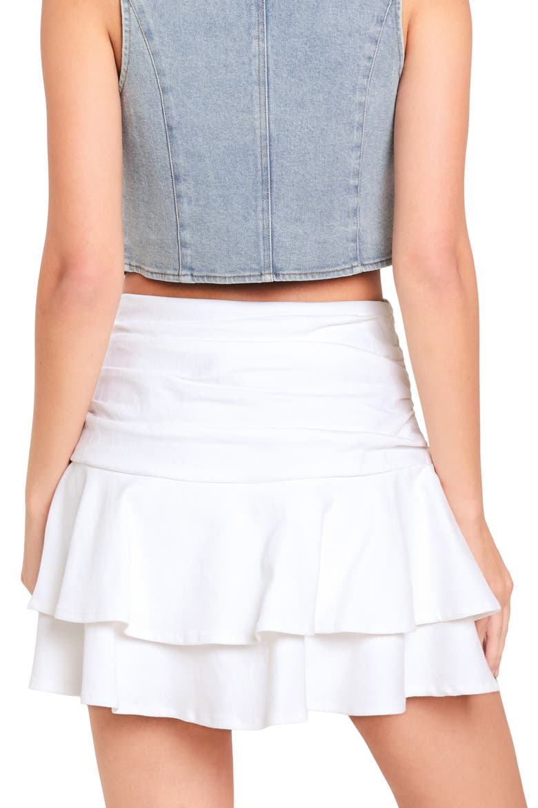 Ruched Tiered Skort, Alternate, color, WHITE
