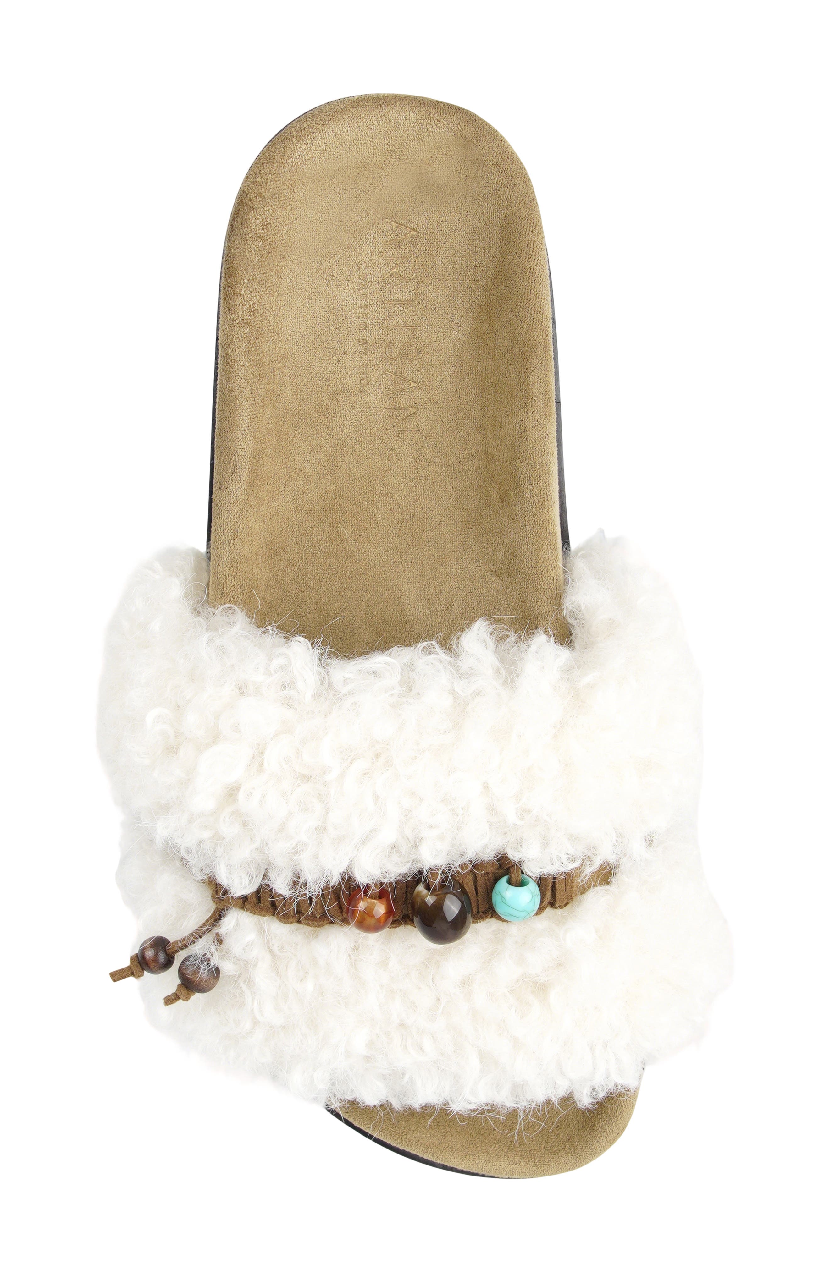 Bishop Faux Fur Slide Sandal, Alternate, color, NATURAL