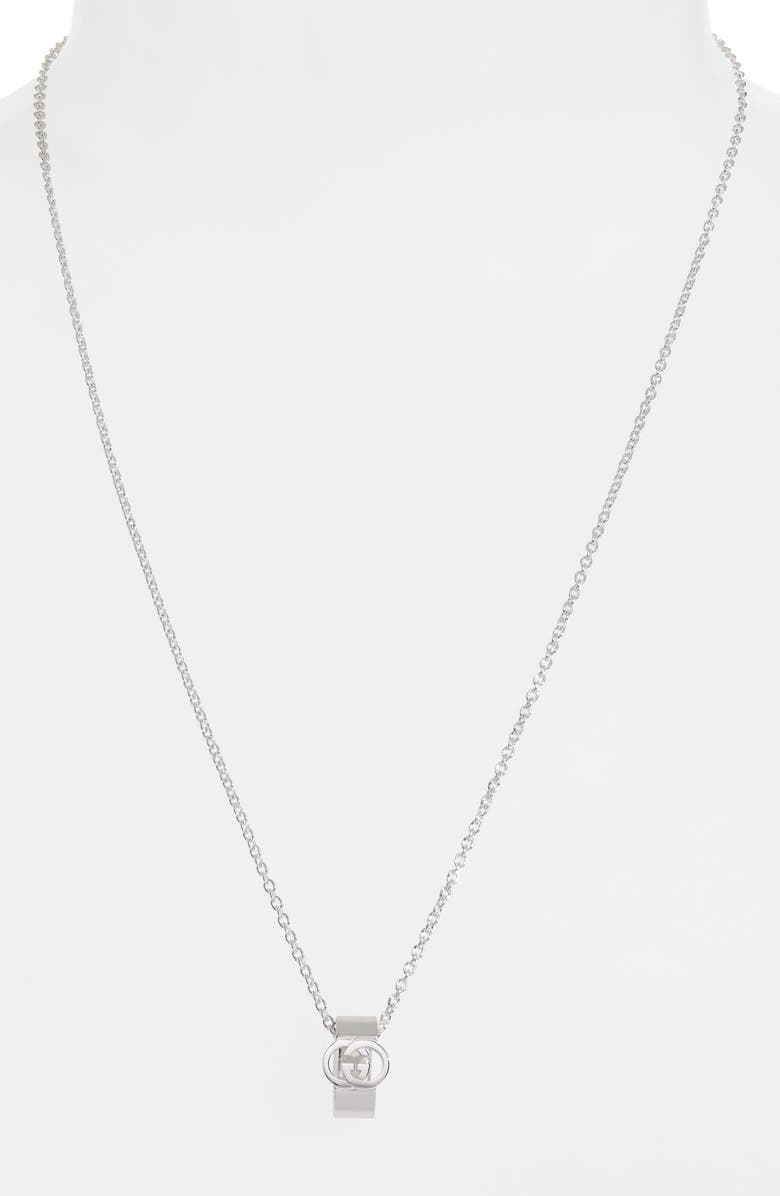 Gucci Interlocking G Sterling Silver Pendant Necklace, Alternate, color, Silver