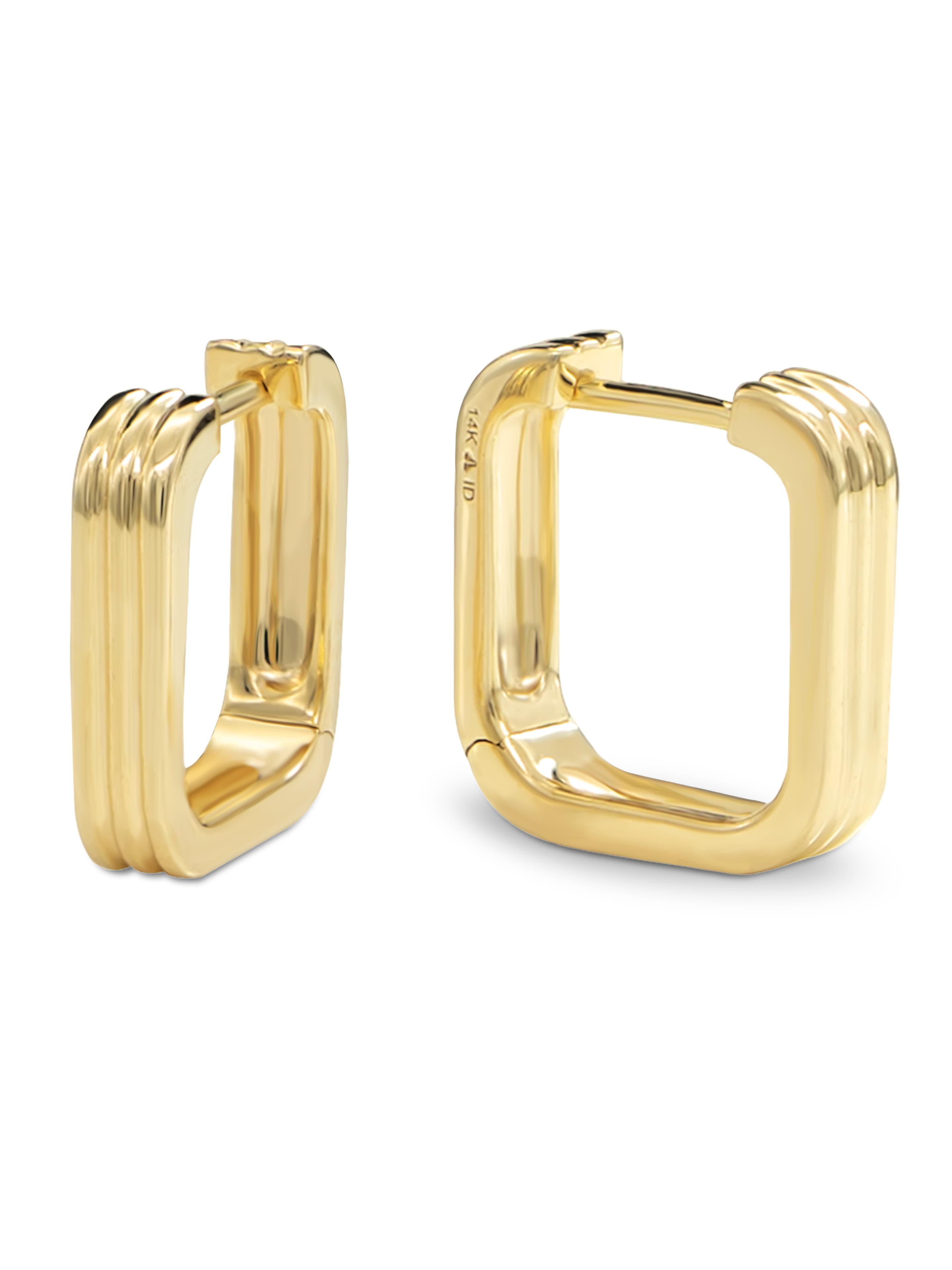 Devata Ribbed Square 14mm Hoop Earrings In Gold