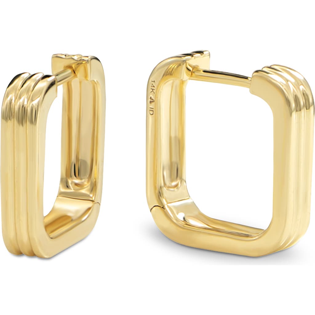 Devata Ribbed Square 14mm Hoop Earrings In Gold