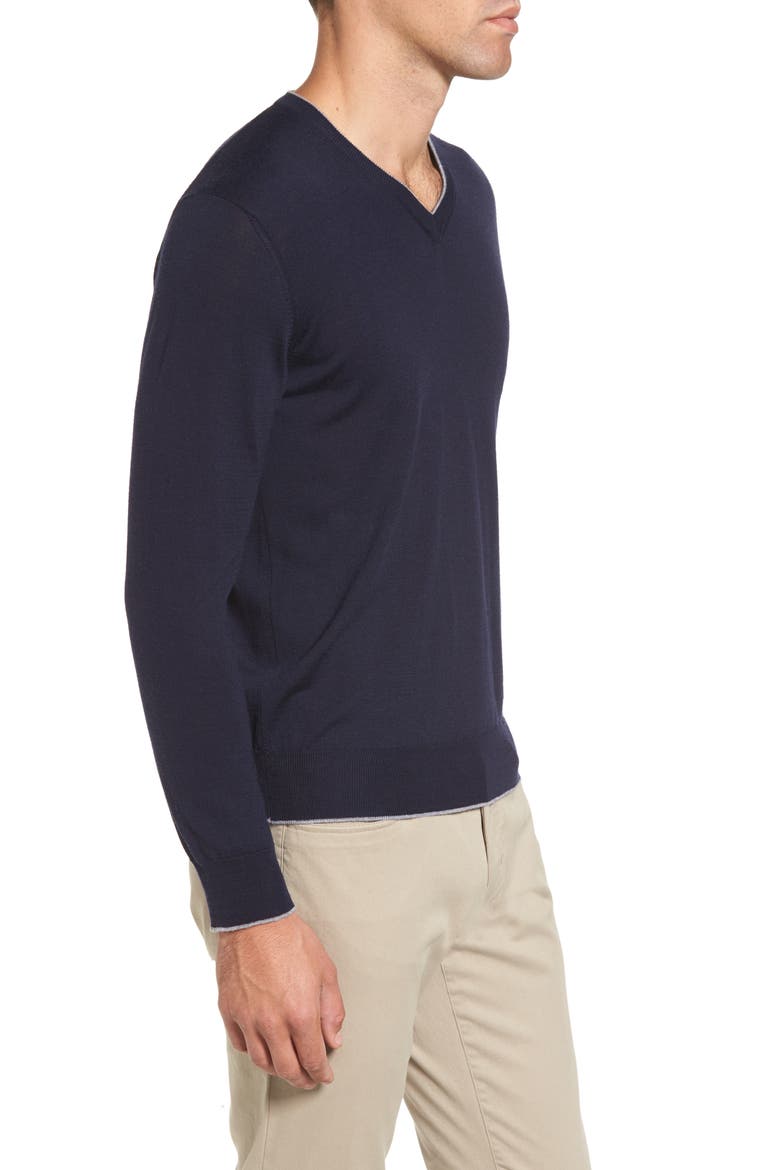 Merino Wool & Silk Tipped Sweater, Alternate, color, NAVY