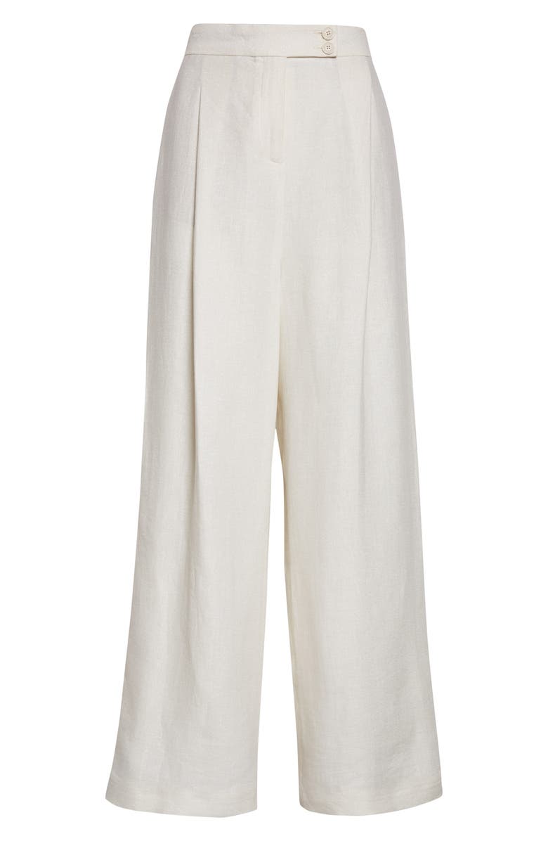 Eleventy Pleated Straight Leg Linen Blend Trousers, Alternate, color, 00 Ivory