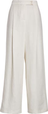 Eleventy Pleated Straight Leg Linen Blend Trousers
