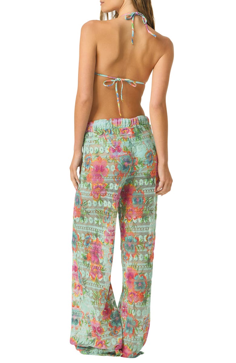 PQ SWIM Meg Embroidered High Waist Cover-Up Pants, Alternate, color, Solana