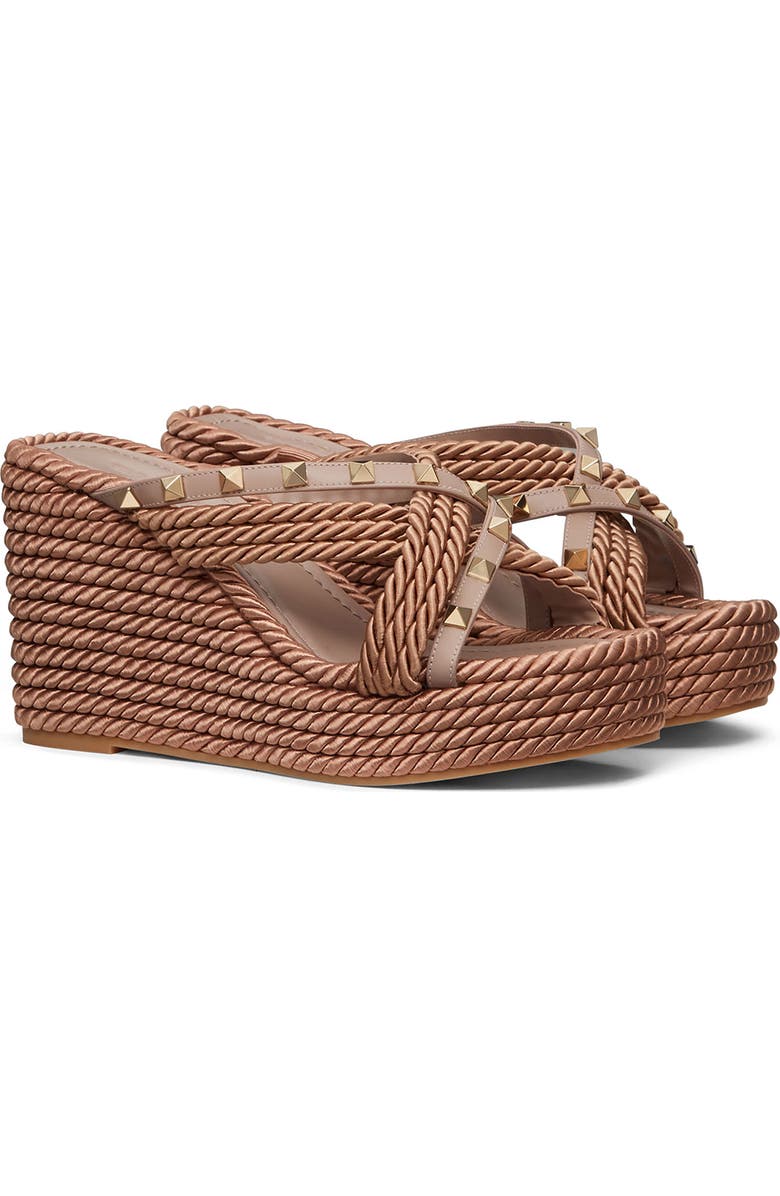 Valentino Garavani Rockstud Strappy Platform Wedge, Main, color,