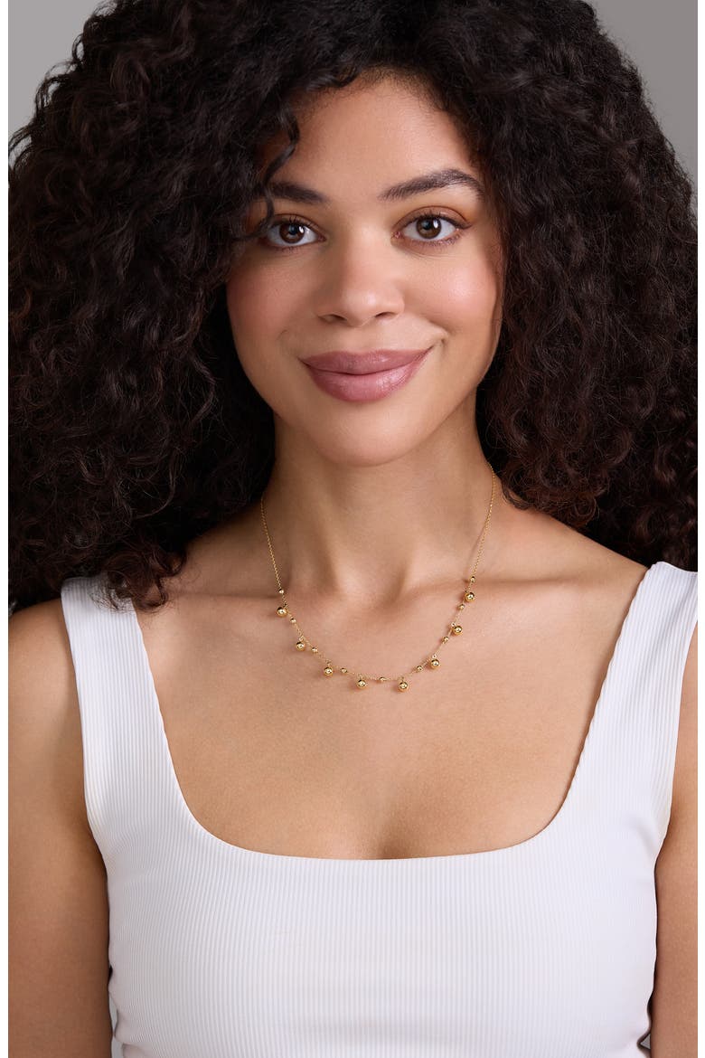 14K Gold Sphere Station Necklace, Alternate, color, 14K YELLOW GOLD