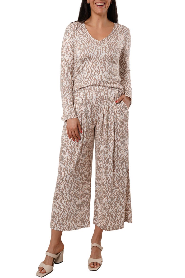 Pleated Pull-On Pants, Alternate, color, KALI PRINT TAUPE