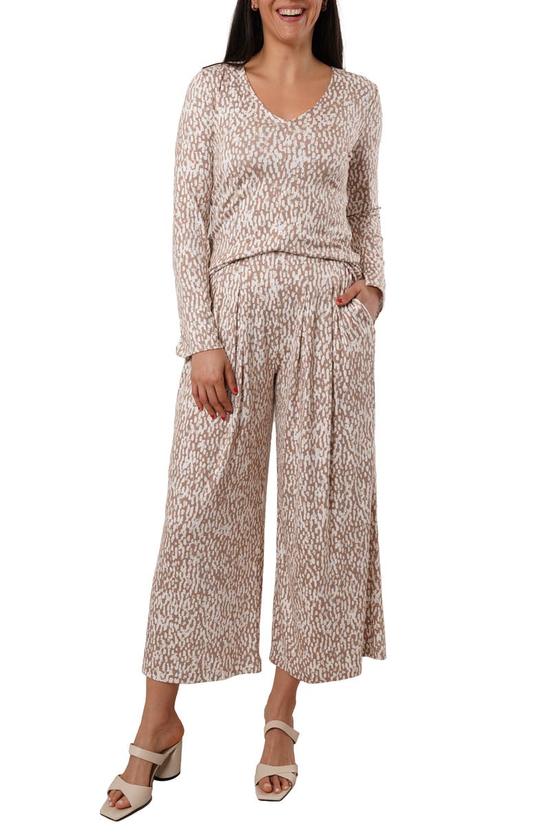 SUNNY LEIGH Pleated Pull-On Pants, Alternate, color, Kali Print Taupe