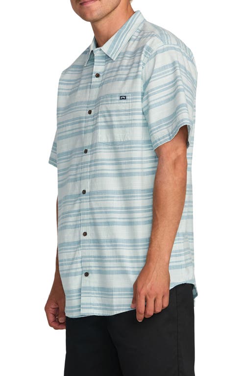 Billabong All Day Stripe Short Sleeve Button-up Shirt In Blue